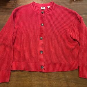 Red Button-Up Women's Sweater